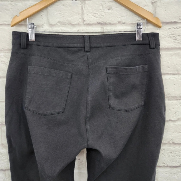 Eileen Fisher Slim Leg Knit Pants Black Dark Gray Panel Mixed Media Size 12 - Picture 10 of 14